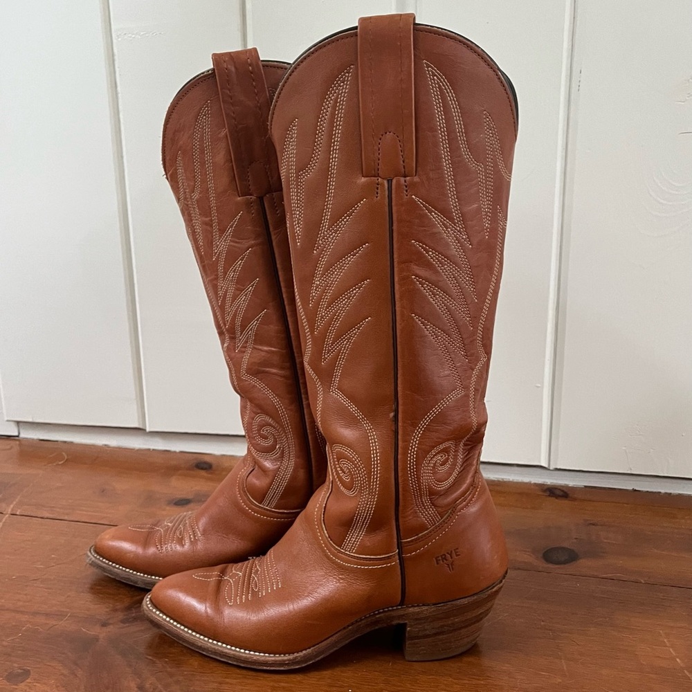 Frye cowboy boots - vintage - leather - 5